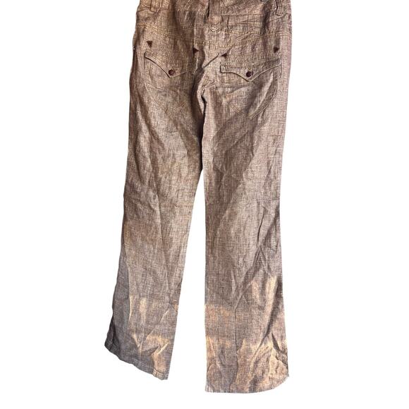 Raison D'etre Women's Pants Wide Leg 100% Linen Brown Pockets Size 31 NEW - Picture 2 of 11